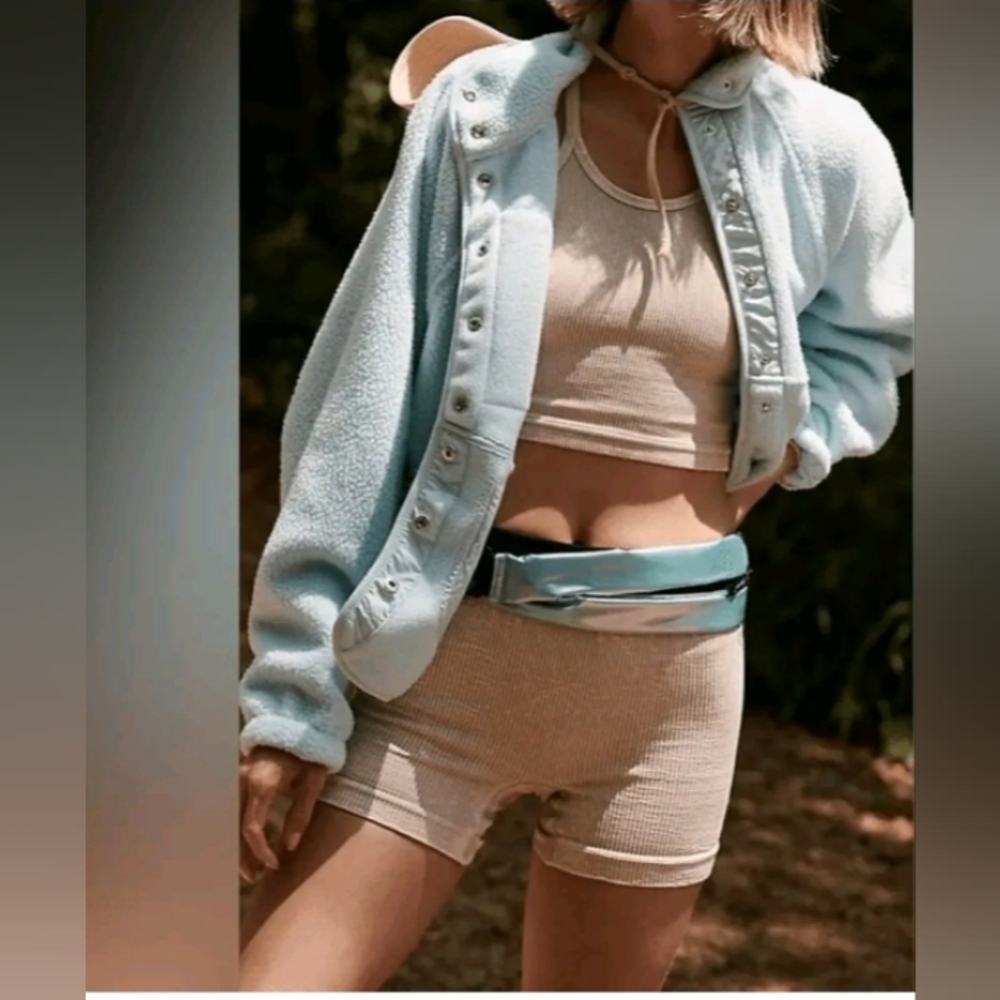 Free People Light Blue Jacket and Beige Set